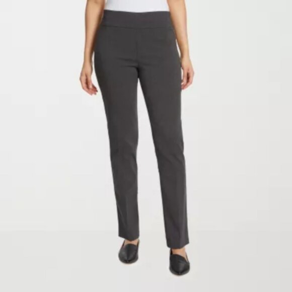 Work Casual Pull On Trouser Dress Pants Heather Gray Gloria Vanderbuilt - Picture 1 of 1